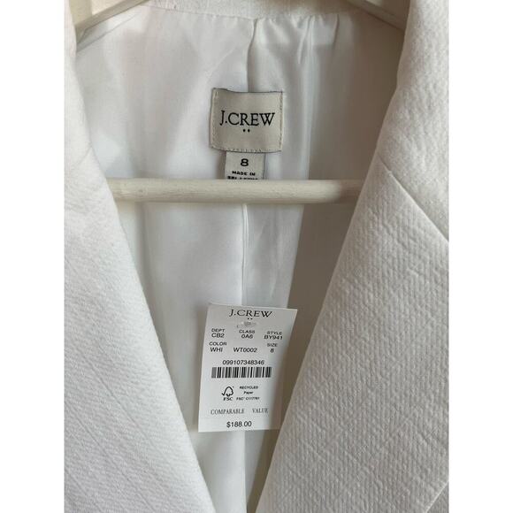 J. Crew Cotton/Linen Blend Double Breasted Textured Blazer White Women's Size 8 - Picture 7 of 10